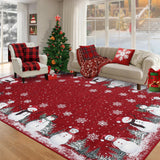 9x12 Washable Area Rug for Holiday Non Sliip Christmas Bedroom Rugs Xmas Decoration Large Dining Room Throw Carpet Low Pile Stain Resistant Snowflakes Christmas Area Rugs for Nursery Home Office, Red GarveeHome