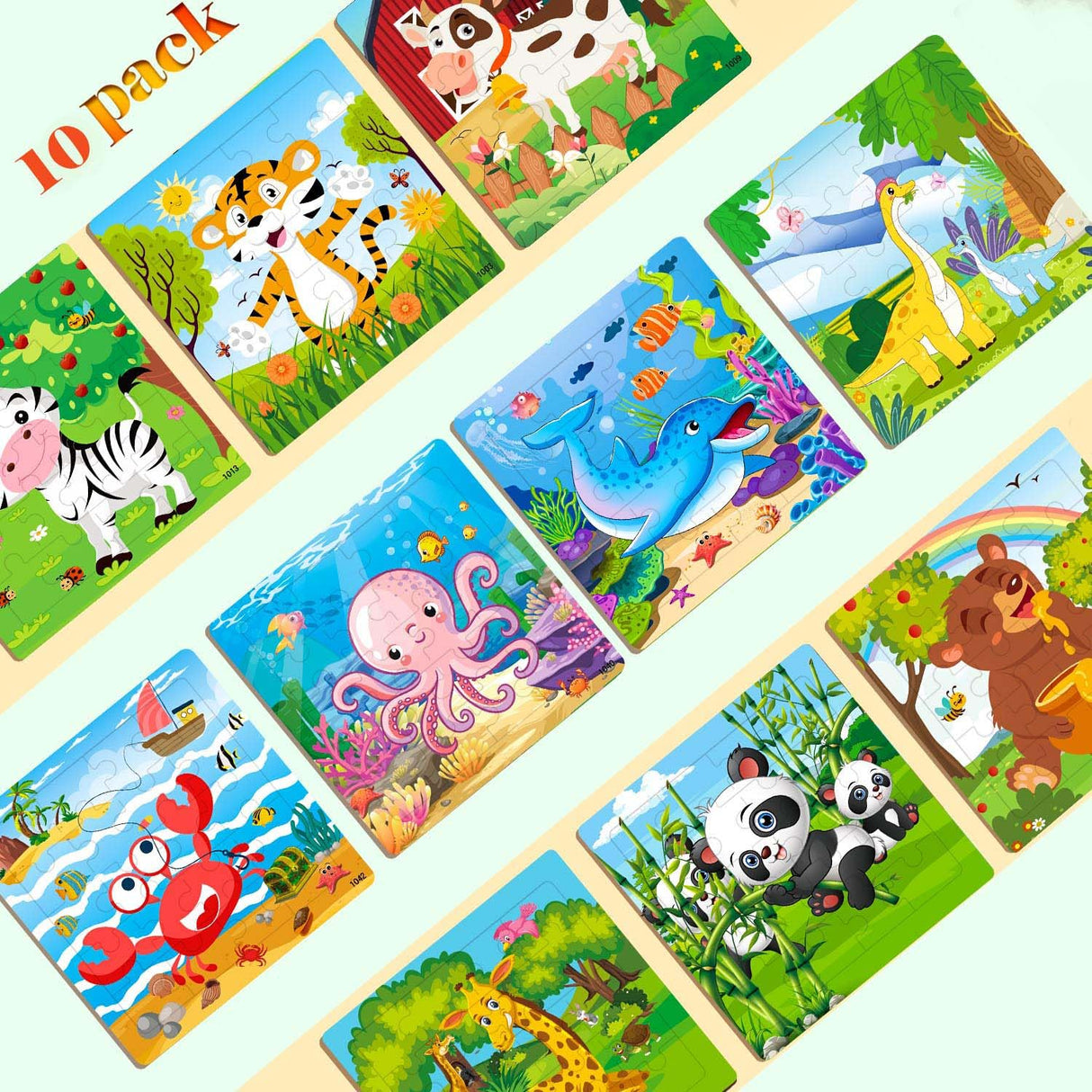 Puzzles for Kids Ages 4-6, 10 Pack of 20 Piece Wooden Jigsaw Puzzles for Toddlers Ages 3-5 Jigsaw Puzzle for Toddler Children Learning Educational Puzzles Toys for Boys and Girls. VOMYOZB