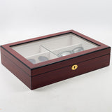 TimelyBuys 6 Piece Extra Large Cherry Wood Rosewood Eyeglass Sunglass Glasses Display Case Organizer Collector Box with Glass Top Father's Day Gift TIMELYBUYS