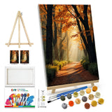 JOOZ Paint by Numbers Kit for Adults with Frame Forest Paint by Number with Easel Autumn Landscape Adult Paint by Number Kits Framed Canvas Tree Oil Painting Kits for Gift Home Wall Decor 8x12 Inch JOOZ