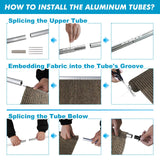 Artpuch Outdoor Roller Shade 8'(W) x8'(H) Fabric Blind Mocha 220GSM Roll Up Shade, Wand Operation Exterior Roller Shade Cloth for Patio Porch Gazebo, Spliced of Two Sections Artpuch