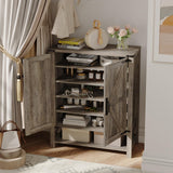 Maupvit 6-Tier Shoe Cabinet with Doors, Farmhouse Shoe Storage Cabinet with Adjustable Shelves, Shoe Shelf, Wooden Shoe Rack Organizer Cabinet for Entryway, Foyer, Hallway, Living Room, Grey Maupvit