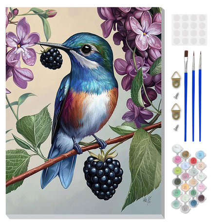 DOMROM Framed Paint by Numbers Kit for Adults Beginners with Wooden Easel, DIY Hummingbird Paint by Number Kit on Canvas, DIY Oil Painting Kits for Home Wall Decor Gift 12x16inch DOMROM