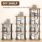 TEROL 4-Tier Rotating Book Shelf, 360° Display Spinning Bookshelf Tower, Book Organizer, Floor Standing Bookcases for Small Space, Corner Book Shelf for Bedroom, Living Room, Study Room (RUSTIC BROWN) TEROL