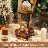 Tikea Hexagonal Wood Riser for Display, 2-Tier Rustic Wood Farmhouse Riser for Kitchen Bathroom Counter Decor, Decorative Tray for Soap Dispenser, Decorations and Plant (Brown) Tikea