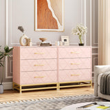 GAOMON Dresser for Bedroom with 3 Drawer, Modern Dressers Chest of Drawers, with Wide Drawers and Metal Handles, Wood Dressers, Pink GAOMON