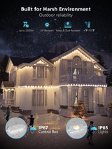 Brizled Permanent Outdoor Lights, 100ft 60 LED RGB Smart Halloween Lights Work with Alexa & Google Home, APP Controlled Permanent Eave Light IP67 Waterproof Smart House Light for Xmas Halloween House Brizled