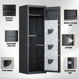 Leariso Biometric Gun Cabinet, Home Safes for Rifles and Pistols, Rifle Gun Safe for Handgun with Adjustable Shelves and Pockets, Gun Cabinet with Alarm Function, Gun Locker, Easy Installation Leariso