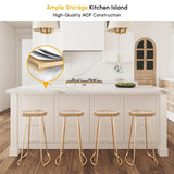 homary Kitchen Island 72" Modern White Melamine Islands Table with Wine Storage & Seating Space Sturdy Board Kitchen Cabinet with Extra Storage for Home homary