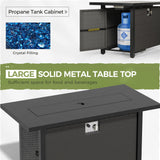 Crownland 8-Piece Outdoor Patio Furniture Sets with 45” Propane Gas Fire Pit Table, All-Weather Black Wicker Rattan Sectional Sofa with Coffee Table(Grey) Crownland