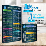 Air Fryer Magnetic Cheat Sheet Set - Air Fryer Accessories Cookbook - Easy to Use AirFryer Time Chart Set - Strong Magnet Quick Reference Cooking Guide for Frying (Black) LOTTELI KITCHEN