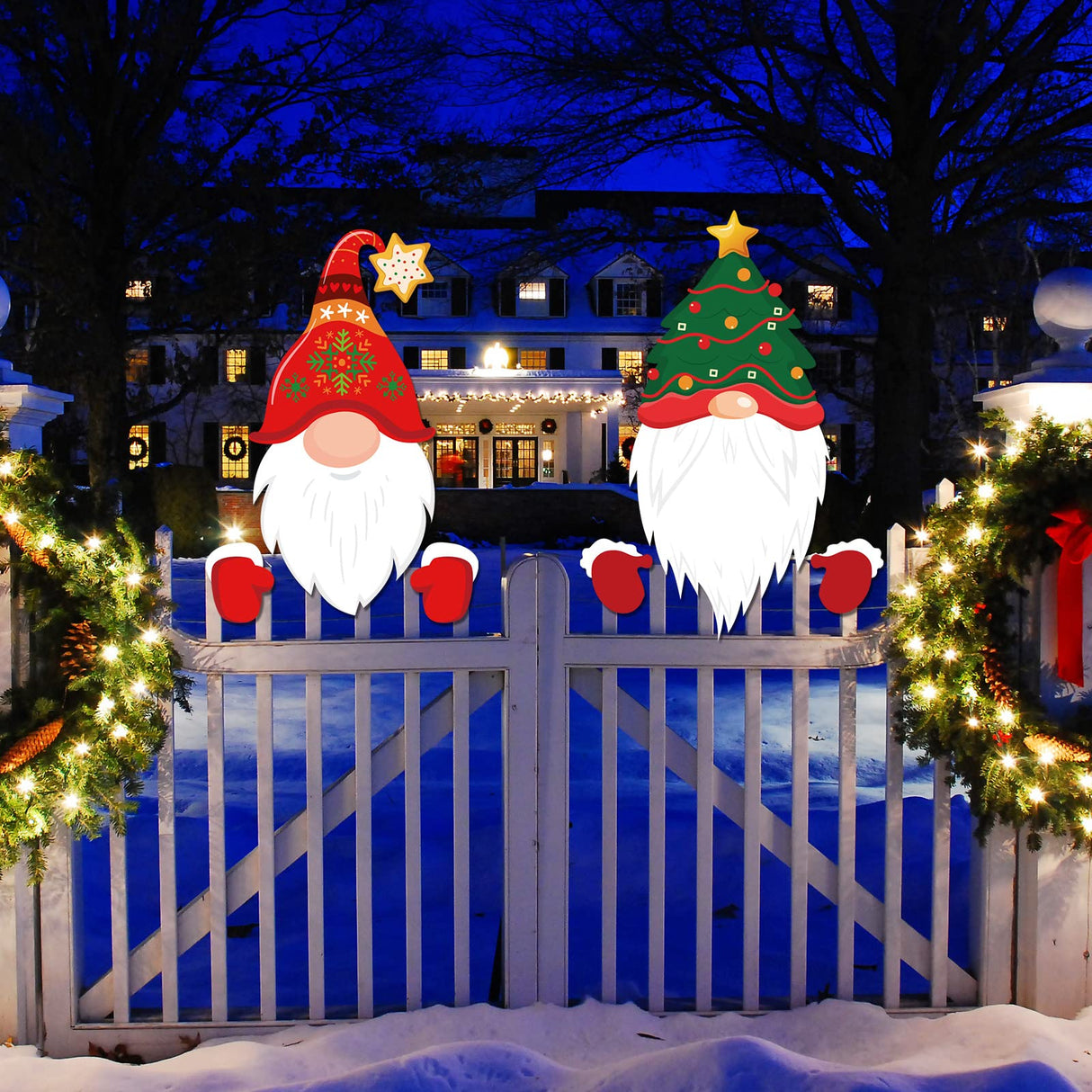 4 Pcs Christmas Fence Peeker Decoration Garden Yard Decorations Xmas Outdoor Garden Fence Sign Ornament Christmas Peeker Art for Holiday Patio Home Decor(Novel Style) Amyhill
