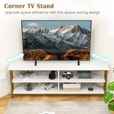 Tangkula Corner TV Stand for TVs up to 65”, TV Console Table w/AC Outlets, USB A Ports, USB C Port, Metal Frame & Storage Shelves, 55” Media Entertainment Center for Living Room (White, 55" L) Tangkula