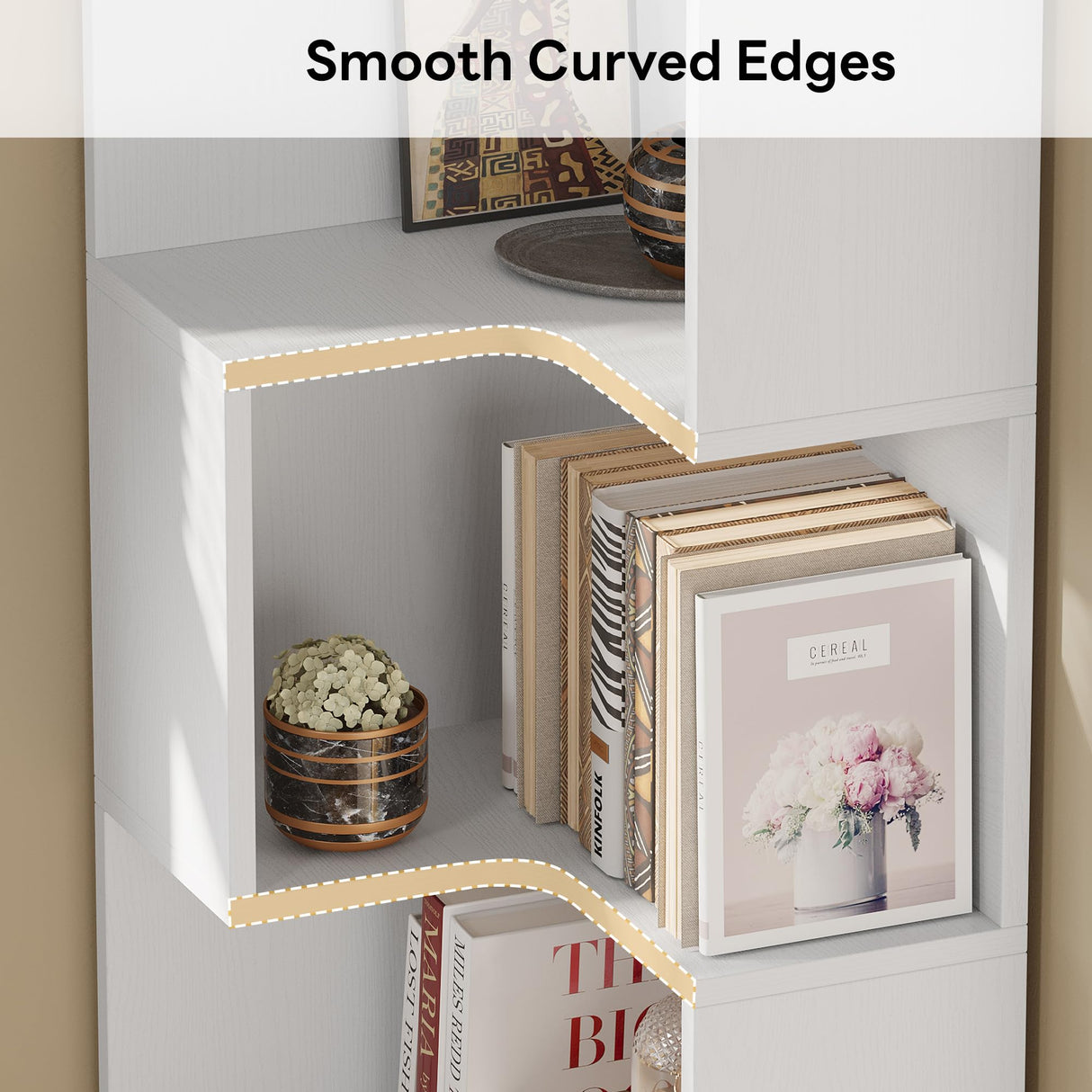 IRONCK Corner Bookshelf, 70.87" Tall Corner Bookcase with Drawers, Corner Shelf Storage Display Rack for Living Room Home Office, White IRONCK