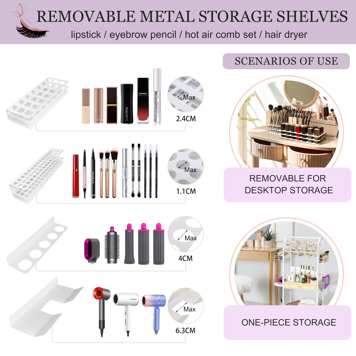 Xubialo Makeup Organizer Cart with Wood Drawers, Rolling Jewelry Holder Organizer and Storage- Hair Dryer Holder Hair Tool Organizer Jewelry Armoire Xubialo