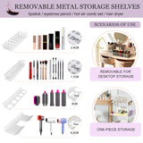 Xubialo Makeup Organizer Cart with Wood Drawers, Rolling Jewelry Holder Organizer and Storage- Hair Dryer Holder Hair Tool Organizer Jewelry Armoire Xubialo