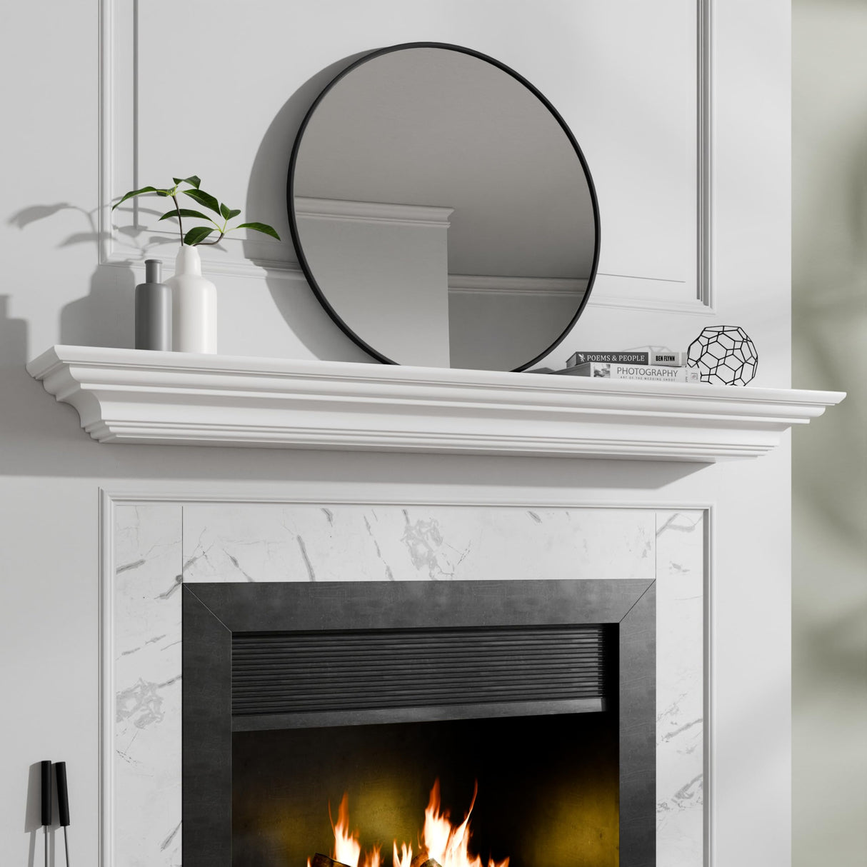 Pearl Mantels ARYB60618 Clean, Sophisticated Premium Grade A MDF Mantel Shelf, 60" L x 10" D x 5" H, Crisp White Paint, The Perfect Compliment to Your Hearth and Home Pearl Mantels