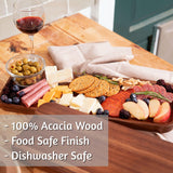 Large Solid Acacia Wood Serving Trays (17 x 6.5 inches) Rectangular Wooden Serving Platters for Home Decor, Food, Vegetables, Fruit, Charcuterie, Appetizer Serving Tray, Cheese Board (Set of 3 Plates) Home Beets