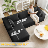 Mvpipi Boneless Couches for Living Room, L-Shaped Cloud Couch with Oversized Chaise, Modular Sectional Couch w/Deep Seat, Corduroy Comfy Sofa, No Assembly Couches for Bedroom & Apartment, Black Mvpipi