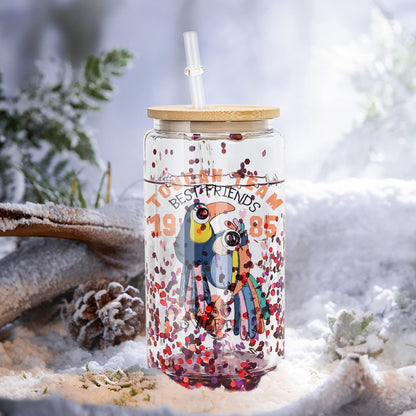 AGH Sublimation Snow Globe Glass Can Blanks 16 oz 6 Pack Sublimation Double Wall Glass Tumbler with Bamboo Lids and Straws Pre-drilled Cups for Snow Globe glitter Clear