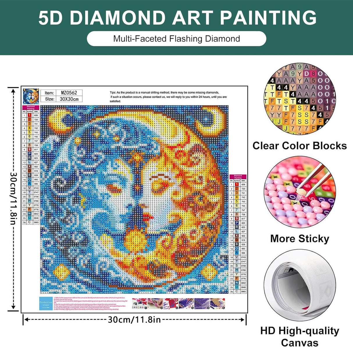 Zythron Sun and Moon Diamond Art Kits for Adults-Diamond Art Painting Diamond Painting Kit for Adult,Round Full Drill Diamonds, Diamond Art Kits for Home Decor 12x12in Zythron