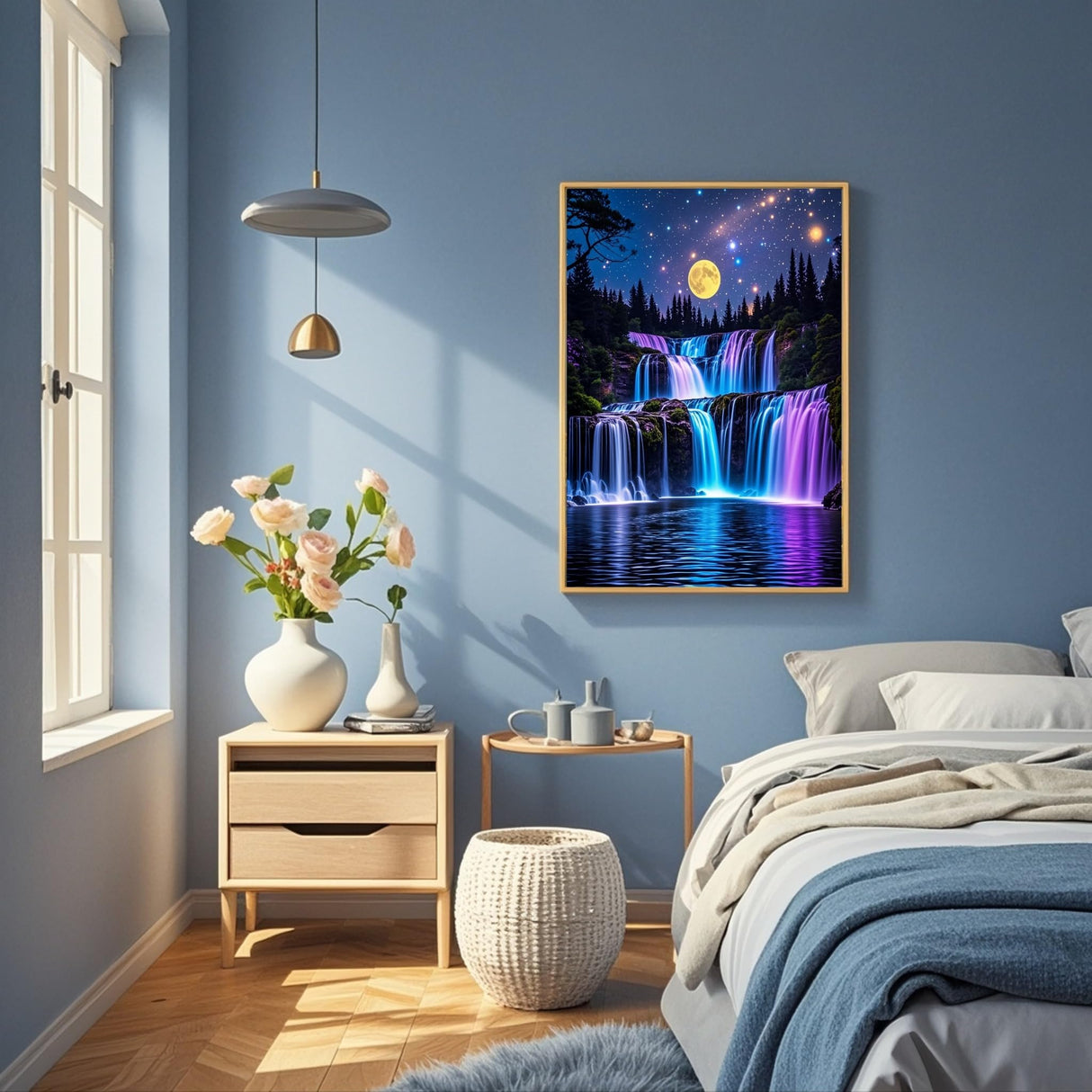 TINDAY Paint by Numbers Kit for Adults Beginner Paint by Number for Adult Painting by Number for Adults Waterfall Painting Kits for Adult Canvas Painting Home Decor Wall Art Moon 16x20 in TINDAY