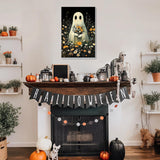 DOMROM Framed Paint by Numbers Kit for Adults Beginners with Wooden Easel, Halloween Ghost Paint by Number Kit on Canvas, DIY Oil Painting Kits for Home Wall Decor Gift 8x12in DOMROM