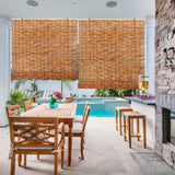 Outdoor Bamboo Roller Shades Blinds for Patio Waterproof Privacy Bamboo Roll Up Shade 70% Blackout Bamboo Blinds for Garden Porch Anti-UV Custom 20 26 38 46 62 70 72 79" Easy to Install Bamboo Curtain WQbhryllya