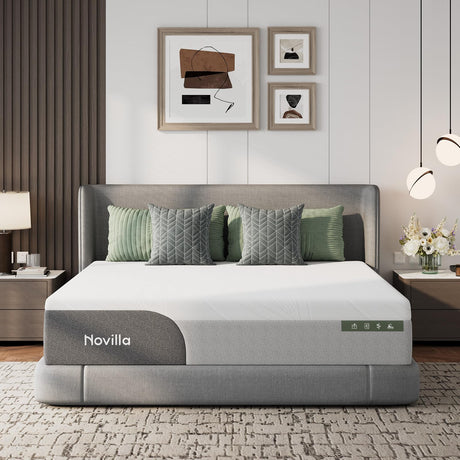 Novilla 12 Inch King Mattress, Gel Memory Foam Mattress King Size in a Box with Cool-Touch Nylon Cover for Cool Night Sleep, Pressure Relief & Body Support with Comfort Foam, CertiPUR-US Certified Novilla