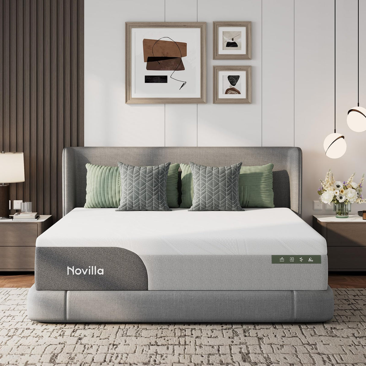 Novilla 14 Inch King Size Mattress, Gel King Memory Foam Mattress in a Box with Cool-Touch Nylon Cover for Cooling Night Sleep, Pain Relief & Spinal Support with Comfort Foam, CertiPUR-US Certified Novilla