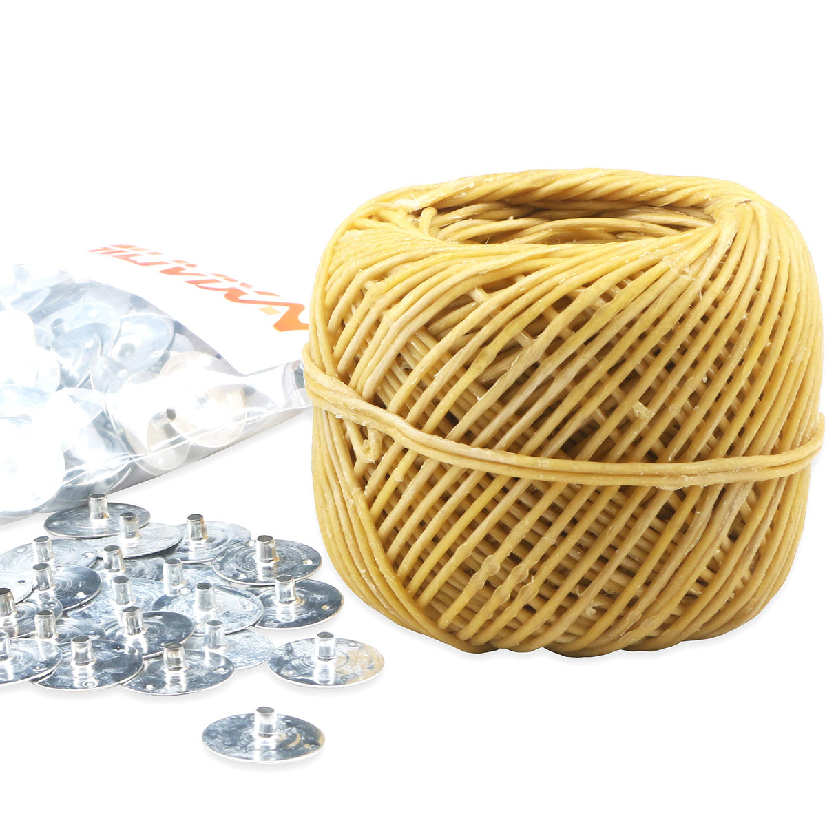 MILIVIXAY 100% Organic Hemp Candle Wick with Natural Beeswax Coating, 200 FT Spool, Standard Size (1.0mm)+ Wick Sustainer Tabs (200PCS). MILIVIXAY