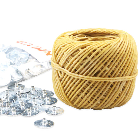 MILIVIXAY 100% Organic Hemp Candle Wick with Natural Beeswax Coating, 200 FT Spool, Standard Size (1.0mm)+ Wick Sustainer Tabs (200PCS). MILIVIXAY