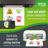 JOYEZA Premium Printable Vinyl Sticker Paper for Inkjet Printer - 25 Sheets Matte White Waterproof, Dries Quickly Vivid Colors, Holds Ink well- Tear Resistant - Inkjet & Laser Printer JOYEZA