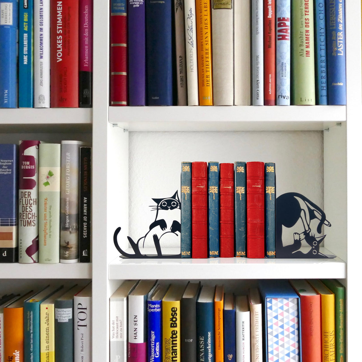 Cute Cat Metal Bookends Cat Book Ends for Shelves Bookshelf Decorative Objects Home Office Desk Bookshelf Decor Cat Lover Gifts for Women Vausart