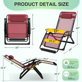 Suteck Oversized Zero Gravity Chair,33In XXL Lounge Chair w/Removable Cushion&Headrest, Reclining Camping Chair w/Upgraded Lock and Footrest, Reclining Patio Chairs Recliner for Indoor Outdoor,500LBS Suteck
