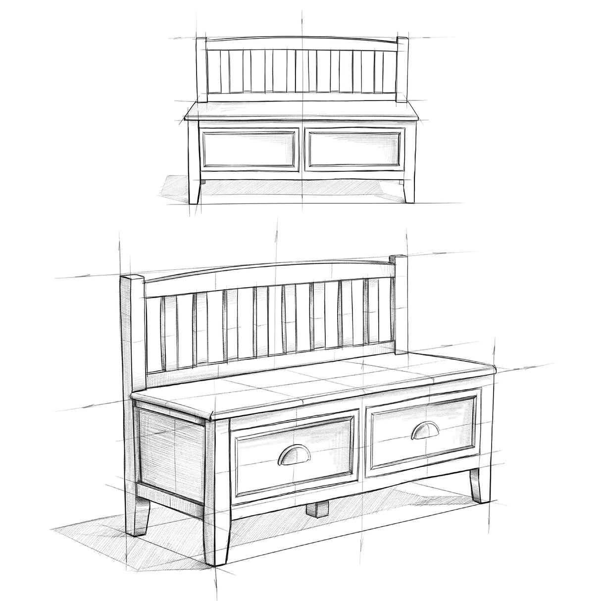 SIMPLIHOME Burlington SOLID WOOD 42 Inch Wide Entryway Storage Bench with 2 Drawers, Multifunctional Transitional in Black SIMPLIHOME