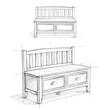 SIMPLIHOME Burlington SOLID WOOD 42 Inch Wide Entryway Storage Bench with 2 Drawers, Multifunctional Transitional in Black SIMPLIHOME