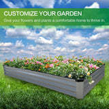 GARDMAX 8x4x1FT Galvanized Raised Garden Bed Kit, Metal Planter Boxes Outdoor with Easy Assembly, Large Garden Bed for Vegetables, Fruits, Flower, Herbs Rectangle Silver Generic