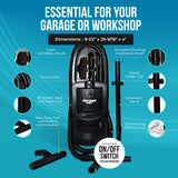 InterVac Design Corp InterVac Garage Vacuum Cleaner for Workshop, 1 Gallon Garage Vacuum Wall Mounted, Stretch Hose Shop Vacuum for RVs, Boats, Cabins and Utility Rooms, GarageVac (Black) InterVac Design Corp