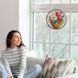 Yomiie Hanging Diamond Art Ornament Kits– DIY Double Sided Acrylic Sun Catcher with Flowers, Front Door Sign & Porch Decor, Crystal Diamond Painting Pendant for Home, Garden, Windows (8x8 inch) Yomiie