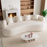 114" Oversized Sectional Sofa for Living Room, Modern Luxury Plush Chenille 4-Seater Extra Deep & Wide Seat Curved Cloud Couch with 4 Throw Pillows, No Assembly Needed, Cream White DAMAIFROM