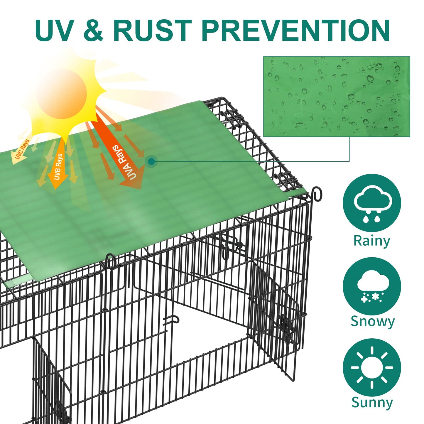 YITAHOME Metal Chicken Coop, Large Chicken Run Rabbit Enclosure Pen Pet Playpen with Waterproof Cover for Yard Backyard Farm Hen Rabbit Duck