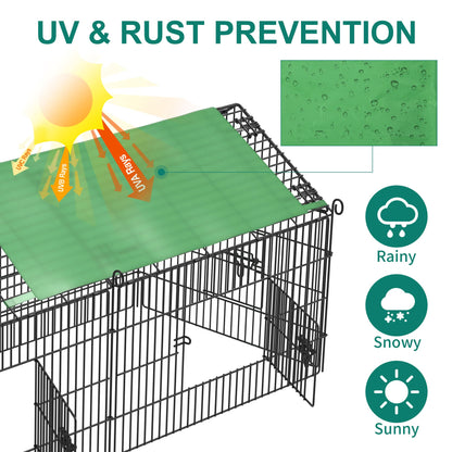 YITAHOME Metal Chicken Coop, Large Chicken Run Rabbit Enclosure Pen Pet Playpen with Waterproof Cover for Yard Backyard Farm Hen Rabbit Duck