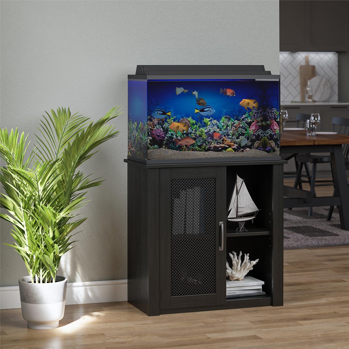 Ollie & Hutch Finnegan 29-36 Gallon Aquarium or Terrarium Stand, Black Oak - WoodArtSupply