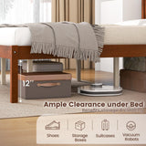 Giantex Queen Wood Platform Bed Frame with Headboard, Mid Century Queen Bed Frame with Wood Slat Support, Solid Wood Foundation with 16" Under Bed Storage, No Box Spring Needed, Easy Assembly Giantex