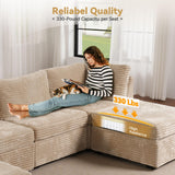 CAODOC Modular Sectional Sofa, 130.7 Inch U Shaped Couch Set for Living Room, 4-Seater Comfy Cloud Couches with Two Movable Ottoman, DIY Combination, Plush Corduroy, Beige CAODOC