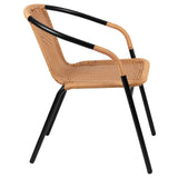 Flash Furniture Lila 2 Pack Beige Rattan Indoor-Outdoor Restaurant Stack Chair Flash Furniture