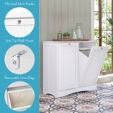 RiverRidge Ashland Double Tilt-Out Laundry Cabinet with Removable Hamper Bags - Beadboard Design Laundry Room cabinets with Top Shelf for Decor - Spacious tilt Out Laundry Hamper for Towels & Clothes RiverRidge