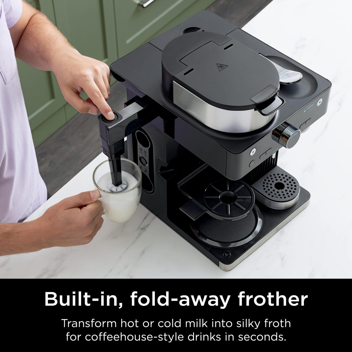 Ninja Espresso & Coffee Maker & Barista System, 3 Espresso Brew Styles, Single-Serve Coffee & Nespresso Capsule Compatible, Built-in Frother, Espresso, Cappuccino & Latte Maker, Black, CFN601 Ninja