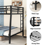 Bellemave Full XL Over Queen Metal Bunk Bed for Adults,Heavy-Duty Bunk Bed with 2 Ladders,Full Over Queen Bunk Beds,Space-Saving Bunk Bed for Kids/Teens/Adults,Noise-Free,Black Bellemave